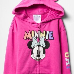 Gap Disney Minnie ears hoodie Toddler girl Fleece pink 4